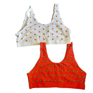 MeUndies 4X Bralette Set White Red Peach Avocado Organic Cotton Lounge Comfort